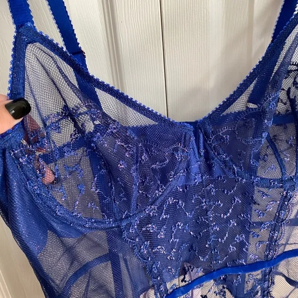 BNWOTSavageXFenty blue corset with sheer panels - Picture 3 of 9